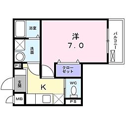 レセーナ.S・K 1Kの間取図画像