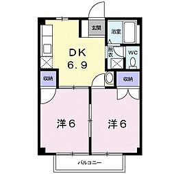 ＨＡＴＯＲＩ　ＥＡＳＴ 1階2DKの間取り