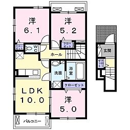 セレッソ花畑IV 2階3LDKの間取り