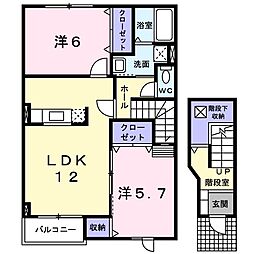 カナールヴィレB 2LDKの間取図画像