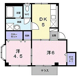 コーポラス長浜B 2DKの間取図画像