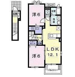 ダンヒルＡ 2階2LDKの間取り