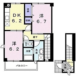 ノイ　自由ケ丘 2階2DKの間取り
