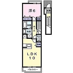 スカイクレバーB棟 1LDKの間取図画像