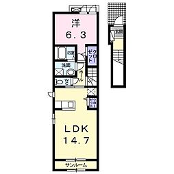 カルムメゾン 1LDKの間取図画像