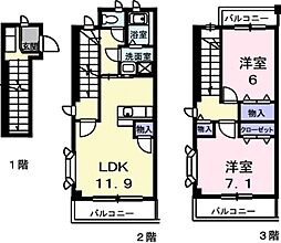 グランメール勝田 2階2LDKの間取り