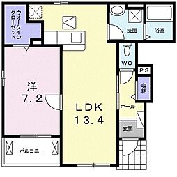 Ｐａｓｔｒａｌ　Ｃｏｕｒｔ　II 1階1LDKの間取り