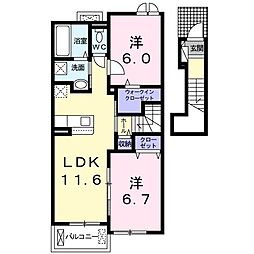 マーレ・インテルノ3 2LDKの間取図画像