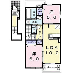 エレガント　ネオ　I 2階2LDKの間取り
