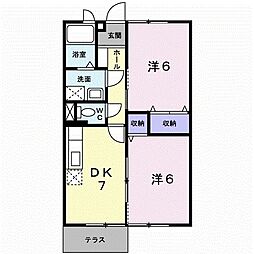 ファミールつたぎB 2DKの間取図画像
