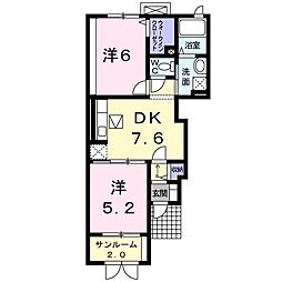 ウエスト　デスパシオ 1階2DKの間取り