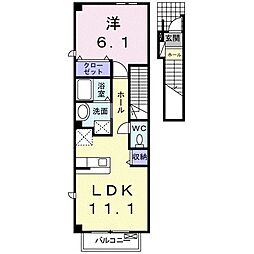 フォンターナ 1LDKの間取図画像