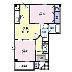 セレッソ 2DKの間取図画像