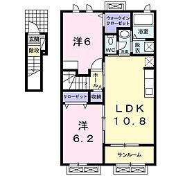 カーサプラシード3 2LDKの間取図画像