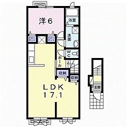 ポポラーレ 1LDKの間取図画像