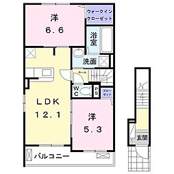 グラン・シャリオ高屋敷 2LDKの間取図画像