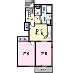 ヴィオラ　レジデンスＢ 1階2DKの間取り