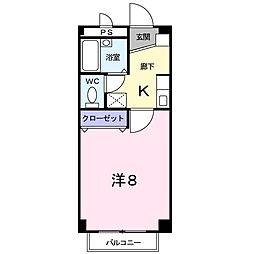 フリージア 1Kの間取図画像