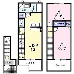 ノーブルメゾン 2階2LDKの間取り