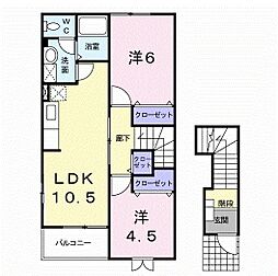 ソレイユA 2LDKの間取図画像