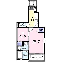 H&Sコンフォートテラス 2Kの間取図画像