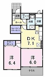 フェリシテモデルノ 2DKの間取図画像