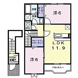 パークサイド水草 2LDKの間取図画像