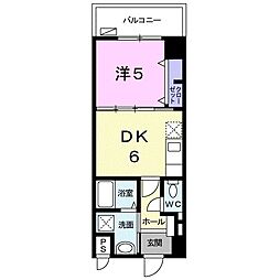 カルム・ヴィラ　長蔵 2階1DKの間取り