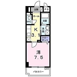 ラ・ルミエール 1Kの間取図画像