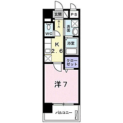 ヴィラ・サンリット　V 5階1Kの間取り