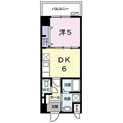 カルム・ヴィラ長蔵 1DKの間取図画像