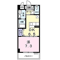 Hanaティアラy・m 1DKの間取図画像