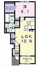 ウミベリー 1LDKの間取図画像
