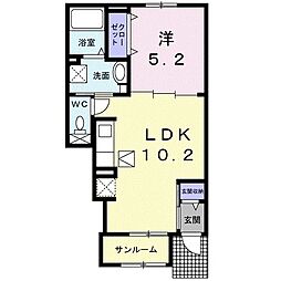 アンフィニプレジール 1LDKの間取図画像