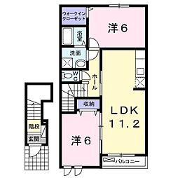 クレール2 2LDKの間取図画像