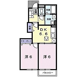 ヴィラサニーサイド 2DKの間取図画像