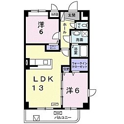 Ｈ．Ｔ．ミニョンII 3階2LDKの間取り