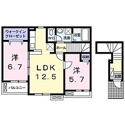 ノイカーサ 2LDKの間取図画像