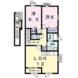 Nソレイユ 2LDKの間取図画像