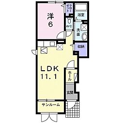 ルディア2 1LDKの間取図画像