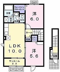 グランドソレイユ 2LDKの間取図画像