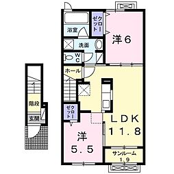 カボシャール 2LDKの間取図画像