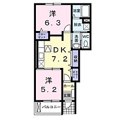 サンライズ1 2DKの間取図画像
