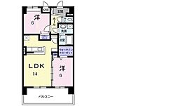 インフィニティ生駒 7階2LDKの間取り