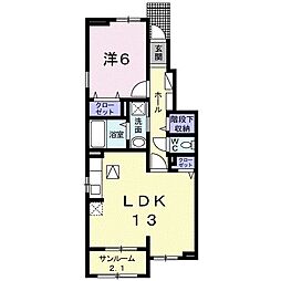 プリムローズ　幸 1階1LDKの間取り