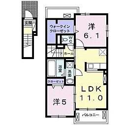 ネクストユウB 2LDKの間取図画像