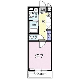 クラール・コート 1Kの間取図画像