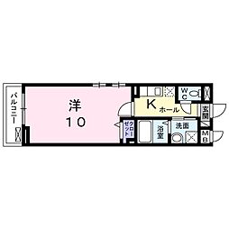 ウエストメゾンA 1Kの間取図画像