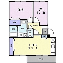 コンフォート鎌田 2LDKの間取図画像