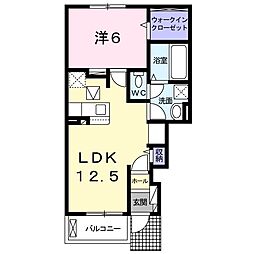 ベルオーブX 1階1LDKの間取り